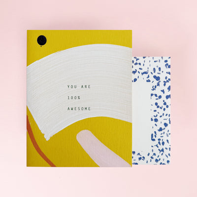 greeting card with you are 100% awesome message on the front and envelope