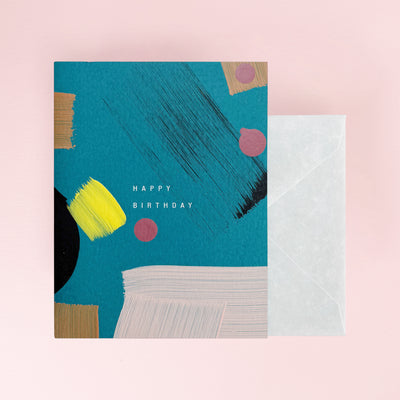 Hand Painted Happy Birthday Card by Moglea