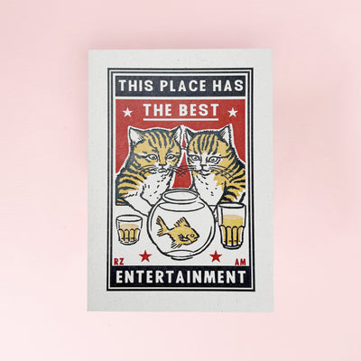The Entertained Cats Card by Archivist