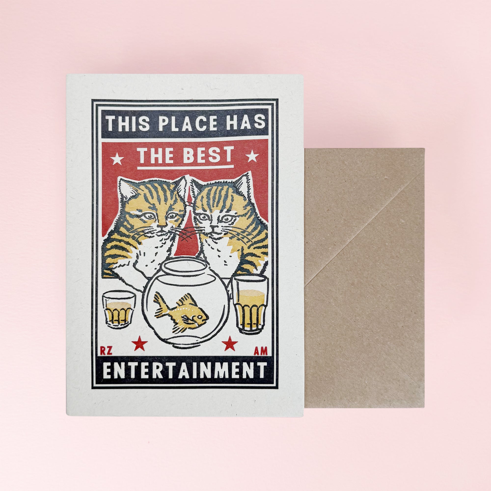 The Entertained Cats Card by Archivist