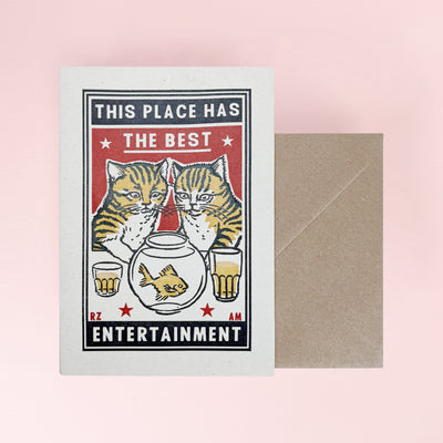 The Entertained Cats Card by Archivist