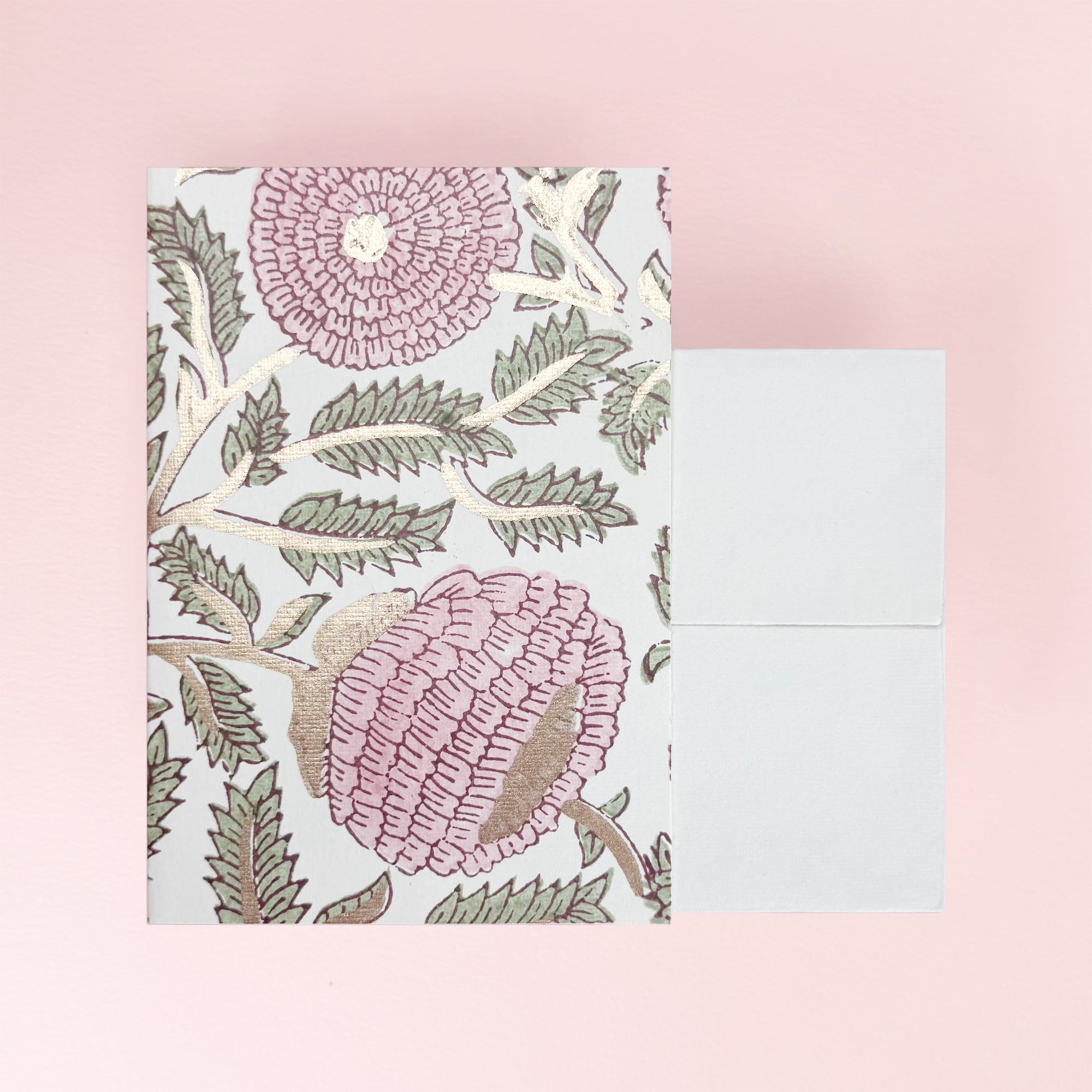 Hand Block Printed Marigold Card by Paper Mirchi