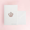 Card with a decorative crown design with 'today you wear the crown' written at the bottom of the greeting card
