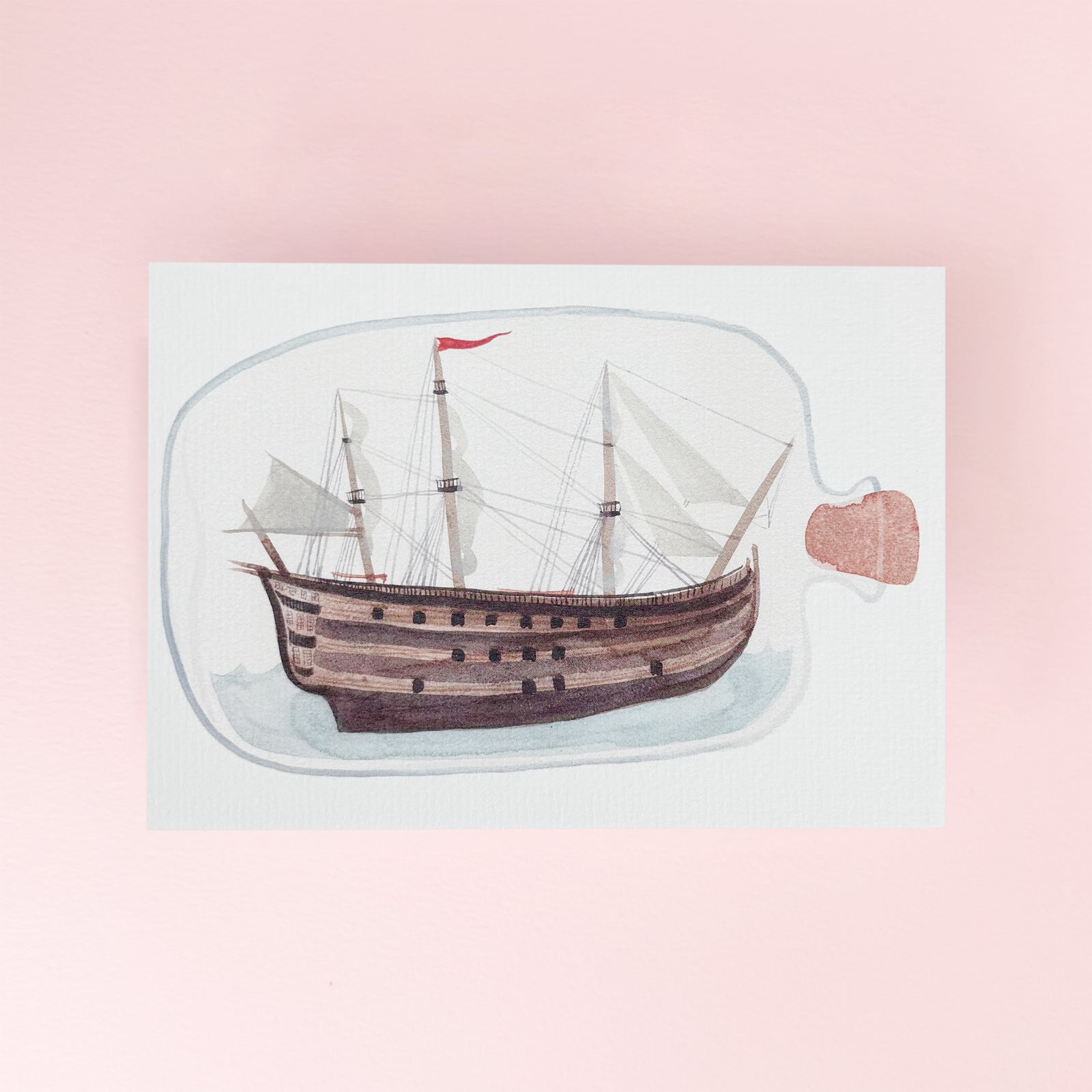 Boat in a Bottle Card by Eleanor Percival