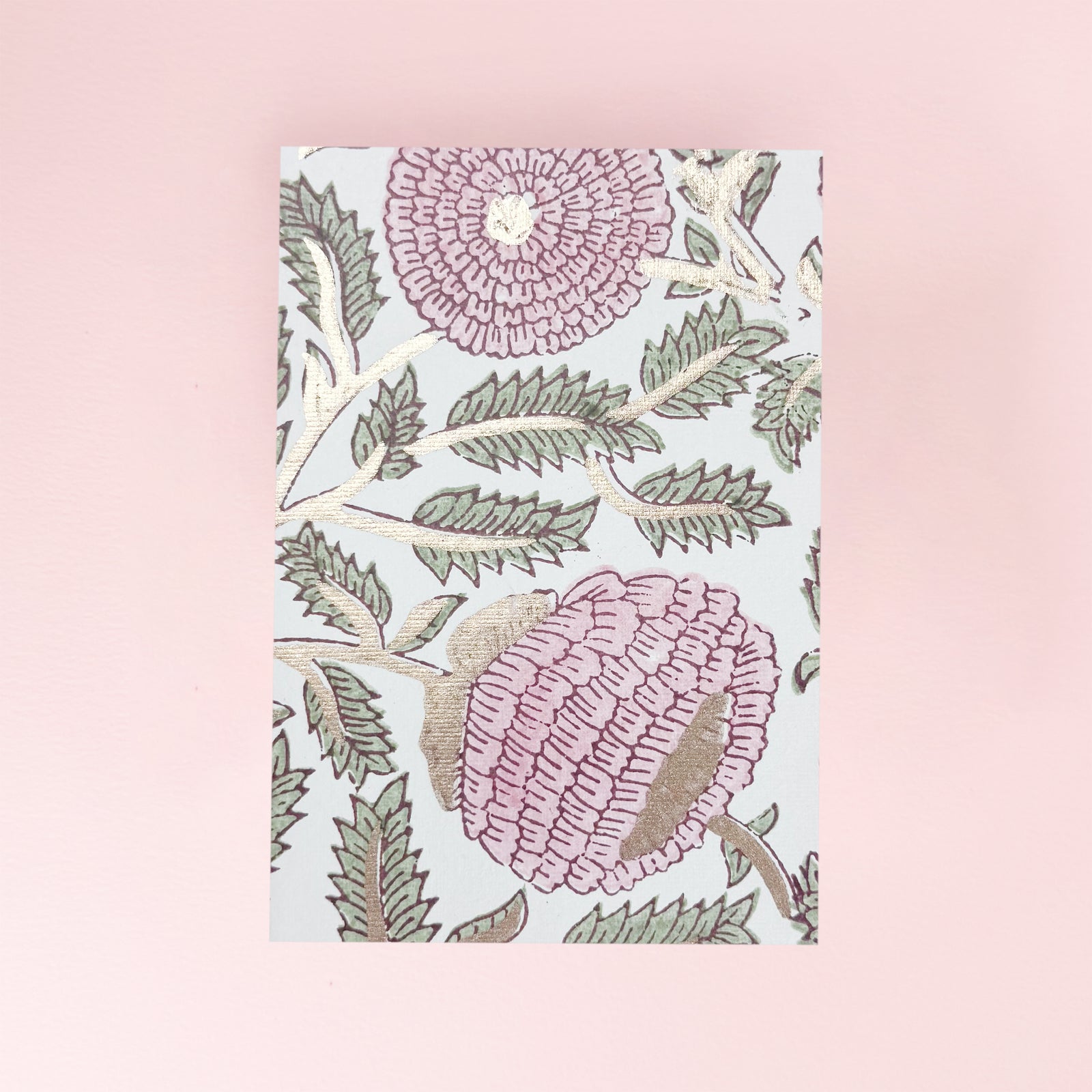 Hand Block Printed Marigold Card by Paper Mirchi