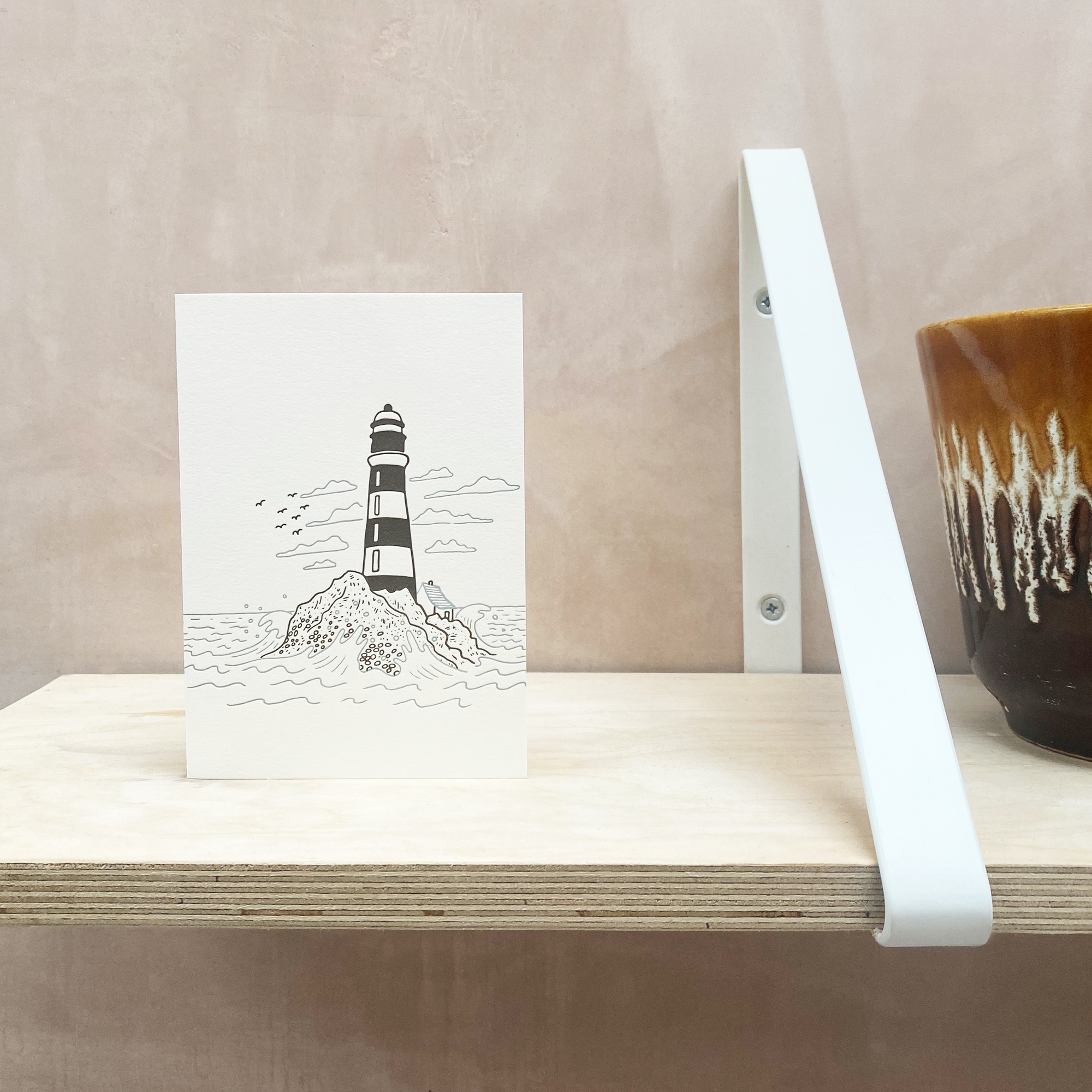 lighthouse greeting card lettepressed
